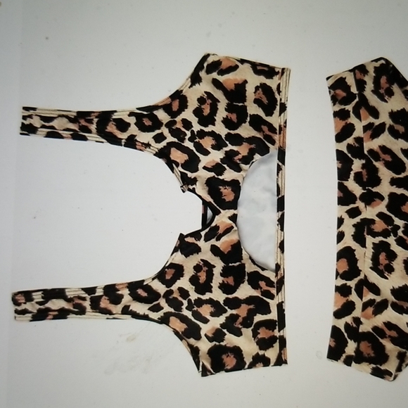 NWT PUSH UP CUT OUT HIGH WAISTED SWIMSUIT 2 PIECE BIKINI CHEEKY - Picture 3 of 9